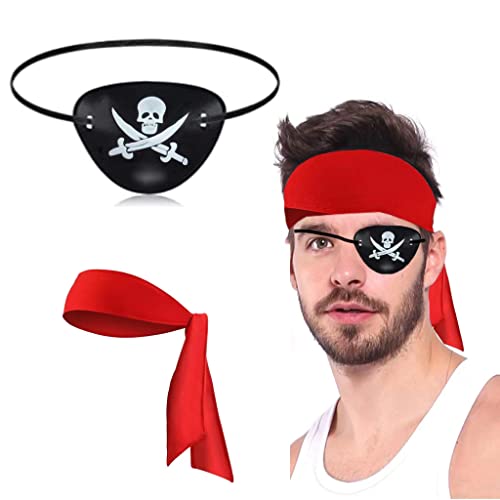 2 Piece Pirate Accessories - Pirate Captain Costume Set - Pirate Hat Pirate Eye Patch - Halloween Party Cosplay Dress Up for Men, Women