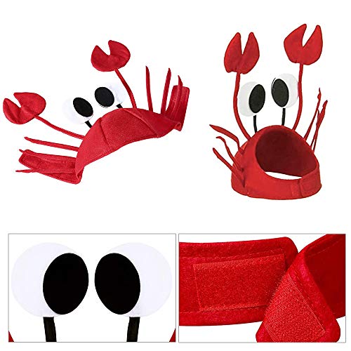 Lifreer Crab Hat, Adjustable Red Crab Hat Costume Fancy Hats + Red Wine Bow Tie for Halloween Christmas Easter Party Decoration Adult Boys Girls