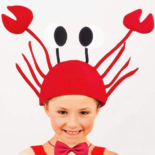 Lifreer Crab Hat, Adjustable Red Crab Hat Costume Fancy Hats + Red Wine Bow Tie for Halloween Christmas Easter Party Decoration Adult Boys Girls