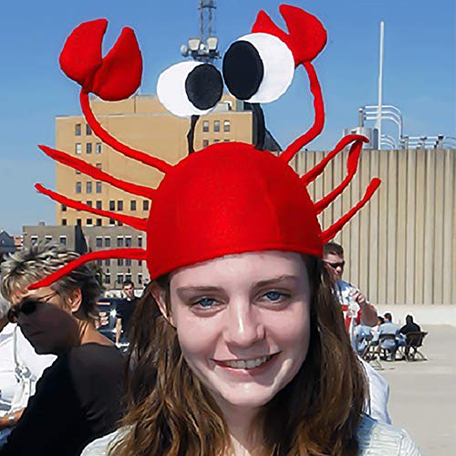 Lifreer Crab Hat, Adjustable Red Crab Hat Costume Fancy Hats + Red Wine Bow Tie for Halloween Christmas Easter Party Decoration Adult Boys Girls