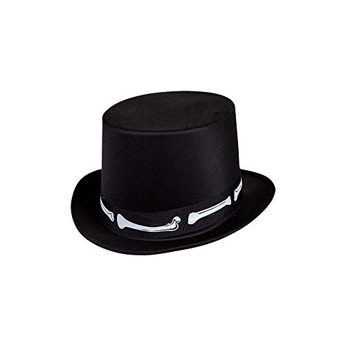 Wicked Costumes Adult Unisex Satin Top Hat with Bones Day of the Dead Halloween
