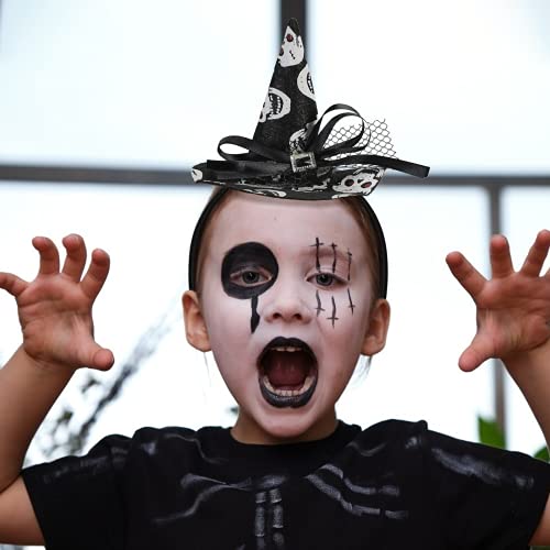 TAROME 6pcs Halloween Headbands Witch Hat Head Band Bat Headwear Skull Bat Hair Hoop Halloween Cosplay Costume Accessories for Girl Women Halloween Party Decoration