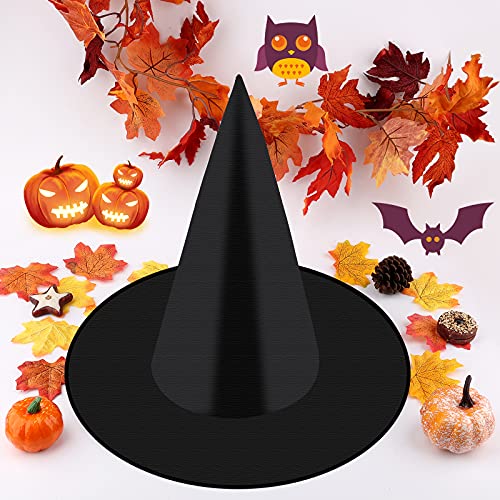 KINBOM 5pcs Large Size Halloween Witch Hats, Costume & Cosplay Witch Hat Decoration Wizard Hat Accessories for Party Favors Festival Dressing Up (Plain Black)