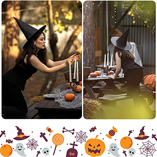 KINBOM 5pcs Large Size Halloween Witch Hats, Costume & Cosplay Witch Hat Decoration Wizard Hat Accessories for Party Favors Festival Dressing Up (Plain Black)
