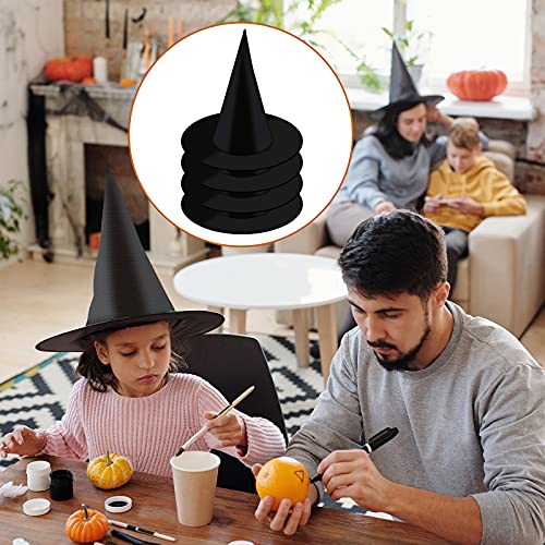 KINBOM 5pcs Large Size Halloween Witch Hats, Costume & Cosplay Witch Hat Decoration Wizard Hat Accessories for Party Favors Festival Dressing Up (Plain Black)
