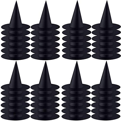 Diyiming 24 Pcs Halloween Witch Hat Cap Costume Witch Hat Wizard Hat for Holiday Halloween Christmas Party Witch Decoration Dress up Accessories Black Women Large Brim Cap for Halloween Cosplay,13.8"