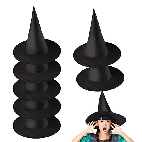 JOKBEN Halloween Witch Hat,8pcs Black Pointed Witches Hat Hanging Halloween Decorations,Magic Wizard Hats Masquerade Cosplay Party Hat Costume Accessory for Kids Adults