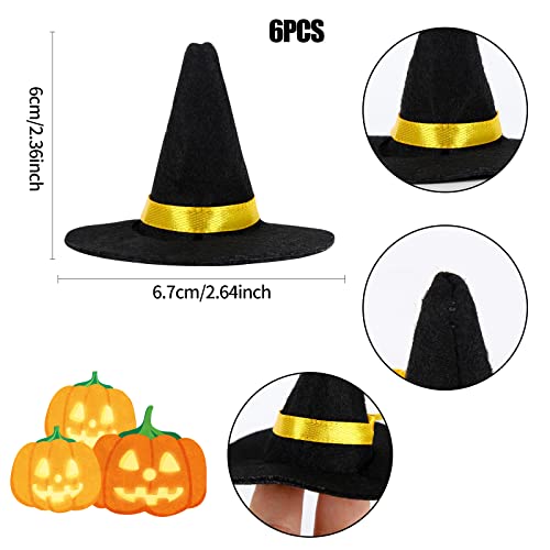 Halloween Mini Witch Hats and Mini Broom Mini Felt Witch Hats Witch Brooms Halloween Wizard Decorations Accessory DIY Crafts Wine Bottle Topper Table Decoration for Festival Halloween Party