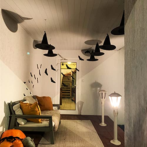JOKBEN Halloween Witch Hat,8pcs Black Pointed Witches Hat Hanging Halloween Decorations,Magic Wizard Hats Masquerade Cosplay Party Hat Costume Accessory for Kids Adults