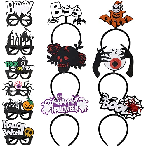 caicainiu 12 Styles Halloween Headbands and Glasses Halloween Party Cosplay Decoration for Kids and Adults