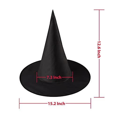 JOKBEN Halloween Witch Hat,8pcs Black Pointed Witches Hat Hanging Halloween Decorations,Magic Wizard Hats Masquerade Cosplay Party Hat Costume Accessory for Kids Adults