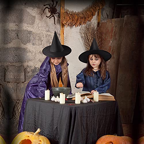 JOKBEN Halloween Witch Hat,8pcs Black Pointed Witches Hat Hanging Halloween Decorations,Magic Wizard Hats Masquerade Cosplay Party Hat Costume Accessory for Kids Adults