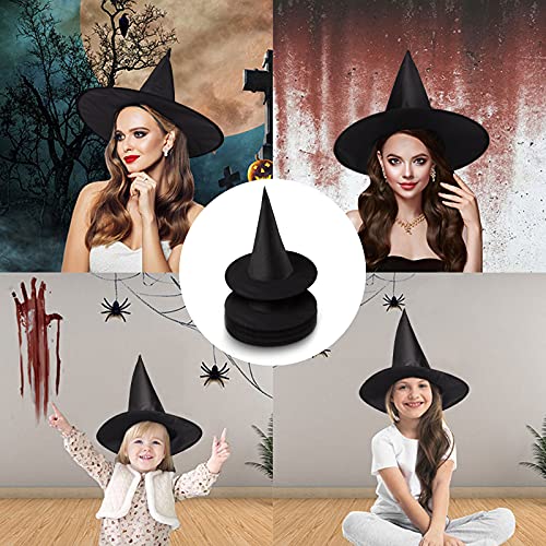 JOKBEN Halloween Witch Hat,8pcs Black Pointed Witches Hat Hanging Halloween Decorations,Magic Wizard Hats Masquerade Cosplay Party Hat Costume Accessory for Kids Adults
