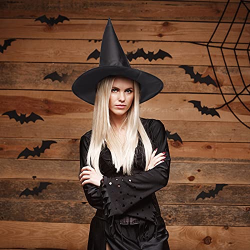 JOKBEN Halloween Witch Hat,8pcs Black Pointed Witches Hat Hanging Halloween Decorations,Magic Wizard Hats Masquerade Cosplay Party Hat Costume Accessory for Kids Adults