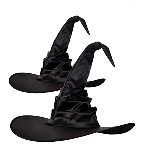 Women Halloween Witch Hats Magic Wizard Hat Vampire Halloween Costumes Caps Black Foldable Witchy Hat Party Carnivals Masquerade Cosplay Ghost Costume Wicked Velvet Ruched Witch Hat Fancy Dress up