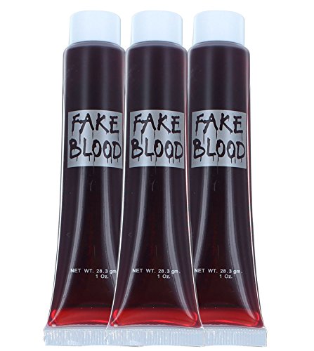 Fake Blood x 3 Tubes Halloween Fancy Dress Horror Vampire Zombie Make Up