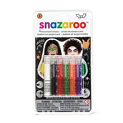 Snazaroo Painting Sticks, Halloween Pack of 6, Safe and Non-Toxic, Easy to Remove with Soap & Water, ideal for parties and fancy dress occasions, for Ages 3+