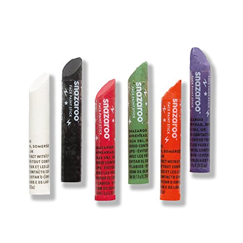 Snazaroo Painting Sticks, Halloween Pack of 6, Safe and Non-Toxic, Easy to Remove with Soap & Water, ideal for parties and fancy dress occasions, for Ages 3+