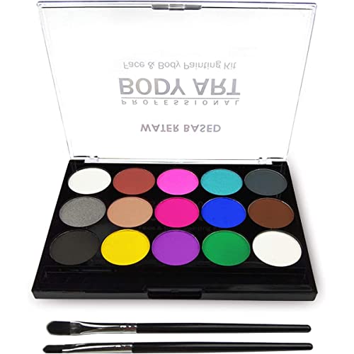OGIMA Body Painting Face Paint Kit, 15 Color Professional Palette Washable with Brush for Kids Art Show Halloween Party Colsplay Makeup Body Festive