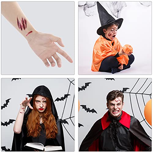 Tomoving 10PCS Halloween Tattoos，Zombie Scars Tattoos Stickers with Fake Scab Blood Special Fx Costume Makeup Props