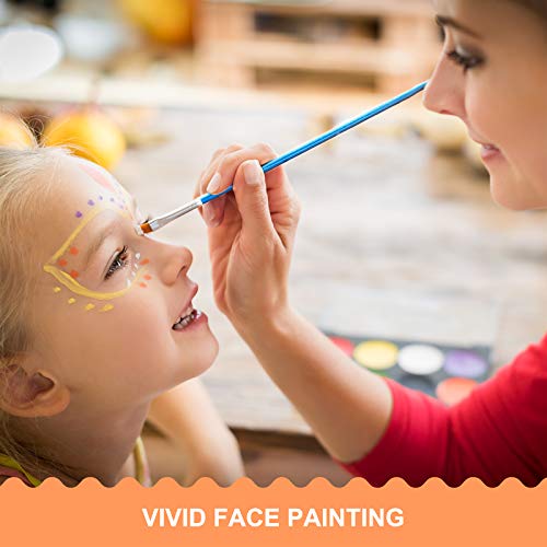 ENJSD Face Paint Kit, 14 PCS Face Paint Set for Kids and Adults, Water Based Non-Toxic 10 Vivid Colors, 2 Brushes & Sponges, Easily Washable Safe Body Painting for Halloween Makeup and Party Cosplay