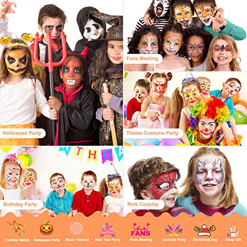 ENJSD Face Paint Kit, 14 PCS Face Paint Set for Kids and Adults, Water Based Non-Toxic 10 Vivid Colors, 2 Brushes & Sponges, Easily Washable Safe Body Painting for Halloween Makeup and Party Cosplay