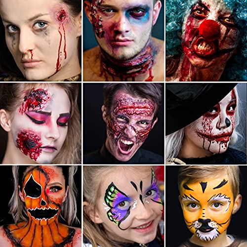 AFFLANO Special Effects Stage Halloween Makeup Set,All-in-1 SFX Makeup Kit-Face Body Painting+Fake Scar Wax+Coagulated Blood+Sponge+Spatula+Extension Oil,Zombie Festival Theatrical Wound Modeling Scar