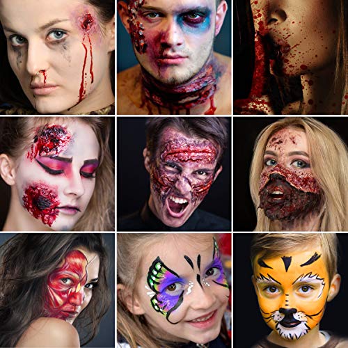 Special Effects Halloween Makeup Set,Afflano Nose & Scar Wax 60g+Coagulated Blood+Stipple Sponge*3+Wax Spatula+Skin Wax Extension Oil,Festival Stage Theatrical Wound Modeling Scar-For Adult/Kid-13 Kit