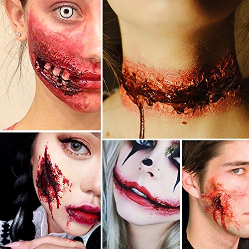 AFFLANO Special Effects Stage Halloween Makeup Set,All-in-1 SFX Makeup Kit-Face Body Painting+Fake Scar Wax+Coagulated Blood+Sponge+Spatula+Extension Oil,Zombie Festival Theatrical Wound Modeling Scar