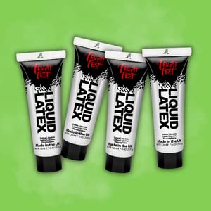 Fright Fest Liquid Latex 12ml sfx makeup great with fake blood stage blood scar wax, spirit gum and face paint to create amazing halloween makeup create zombie skin safe latex