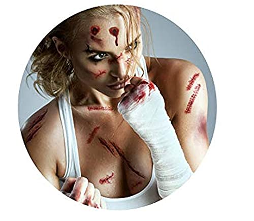 3D Zombie Scar Tattoos Fake Scars Bloody Costume Makeup Halloween Decoration Horror Wound Scary Blood Injury Sticker ，Halloween Party Decorations.