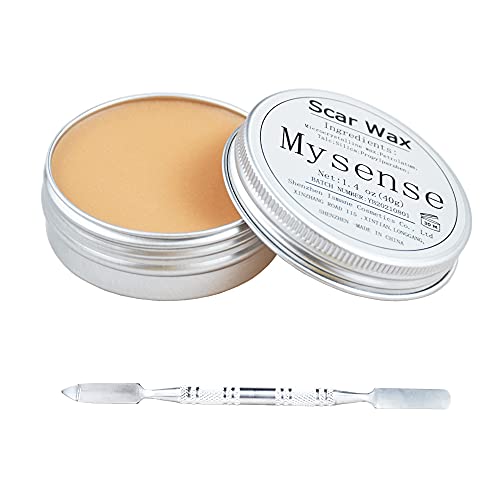 Mysense Scar Wax Kit SFX Make Up Special Effects Fake Molding Wound Skin Wax Body Paint Halloween Set Fake Nose Stage Zombie Cosplay Costume SFX Makeup with Spatula,1.4Oz(40g)
