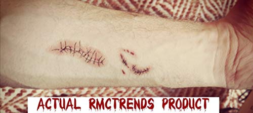 RMCtrends [Pack of 15 sheets] HD Ultra Realistic Halloween Tattoos Fancy Dress Party Costume Makeup Temporary Tattoos Stickers Decoration Fake Wounds Scars and Stitches Make Up x15 Tattoo Sheets