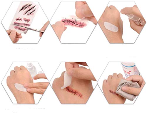 RMCtrends [Pack of 15 sheets] HD Ultra Realistic Halloween Tattoos Fancy Dress Party Costume Makeup Temporary Tattoos Stickers Decoration Fake Wounds Scars and Stitches Make Up x15 Tattoo Sheets