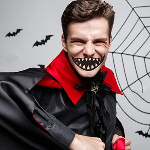 12Pcs Halloween Prank Make up Temporary Tattoos,Halloween Cosplay Temporary Tattoo Halloween Clown Horror Mouth Tattoo Smiling Lip Fake Tattoos Halloween Face Tattoo Prank Makeup Props for Adults Kids