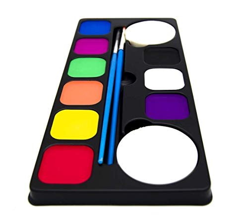 Lopez Products Face Paint Palette 9 Colours + 24 Stencils Set Water based Safe For Kids Face painting Washable Face & Body for Birthday parties Carnival Halloween Holiday Makeup Set Non-toxic