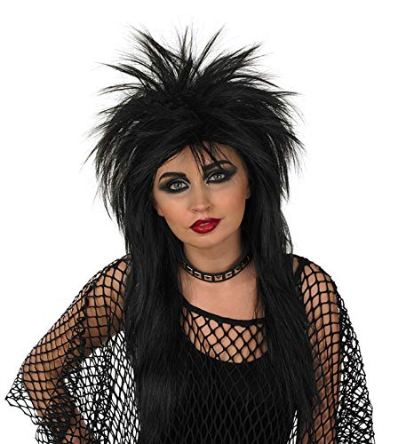 Fun Shack Glam Rock Fancy Dress Wig, Punk Wig Women, 80s Wig Women, Womens Glam Rock Wig, Black Rock Wig, Rock Star Wig