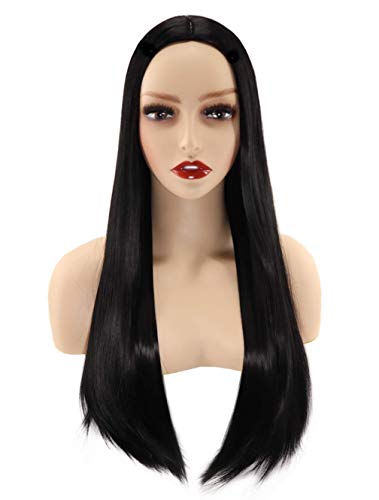 Feirrty Women's Long Black Wig Straight Witch Wig Cosplay Wig Halloween Costume Wigs (Black)