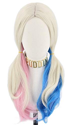 Topcosplay Women's Wig Long Curly Wig Blonde Mixed Blue Pink Wig for Halloween Cosplay Costume Fancy Dress Party