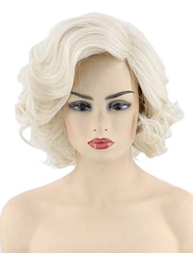 Topcosplay Women's Blonde Wig Queen Elizabeth Wig Short Wavy Halloween Cosplay Fancy Dress Costume Wig