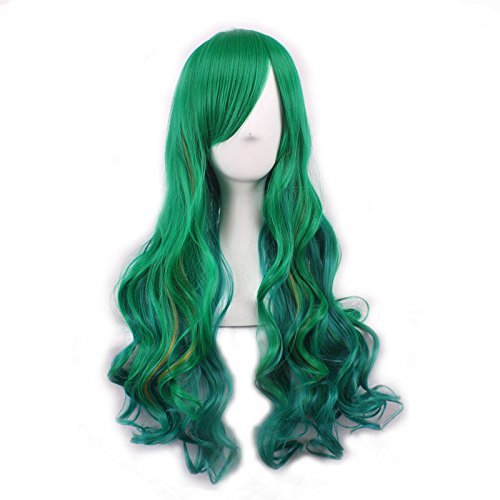 Lalander 68 Centimetre Long Wave Curly Lolita Style Colsplay Wigs for Daily Fashion and Halloween ( Green Color)