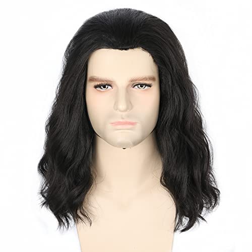 Topcosplay Men's Short Curly Wig Cosplay Loki Wig, Short Black Layered Wig for Halloween Costume Fancy Dress (Black Curly)