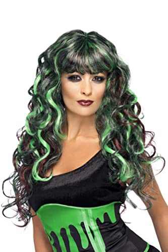 Smiffys Women's Sm21909 Costume Wig, Black & Green