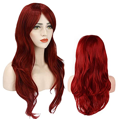 Discoball® Women's wine Red Fashion Natural Wavy Full Curl Wigs Cosplay Party Halloween Costume Wigs(Size: 70 cm)
