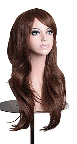 Colorfulpanda 28" 70cm Long Brown Curly Full Wavy Hair Wig Anime Cosplay Halloween Costume Party Synthetic Wigs for Women Girls Dark Brown