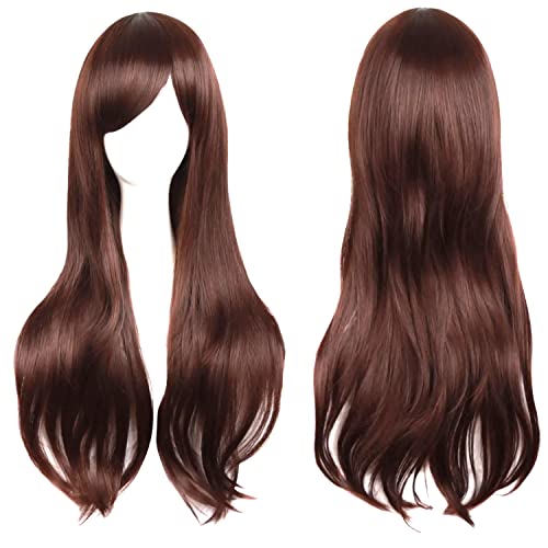 Colorfulpanda 28" 70cm Long Brown Curly Full Wavy Hair Wig Anime Cosplay Halloween Costume Party Synthetic Wigs for Women Girls Dark Brown