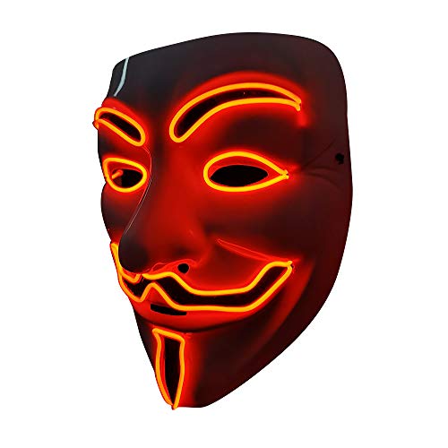 SOUTHSKY® LED Mask V For Vendetta Mask EL Wire Light Up For Christmas Halloween Costume Cosplay Party (V-RED)