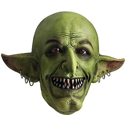 PartyHop Goblin Wizard Mask Latex Full Head Realistic Masks Myth Fancy Dress for Halloween Carnival Costume Birthday Party (Green)