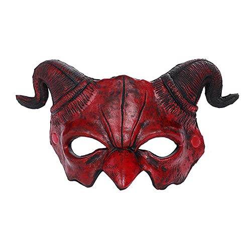Halloween Half Face Scary Animal Mask,Carnaval Demon Mask Sheep Horn Ghost Devil Grimace,Easter Horror Headgear Festival Fancy Dress Samurai Cosplay Party Costume Prop Accessories for Adults