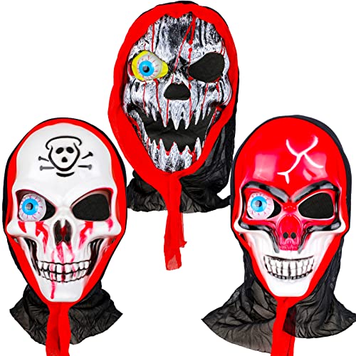 Qpout 3 PCS Halloween Scary Masks for Adults/Kids, Skull Cosplay Mask, Halloween Dress Party Masquerade Scary Mask Bar Horror Anonymous Mask for Men/Women